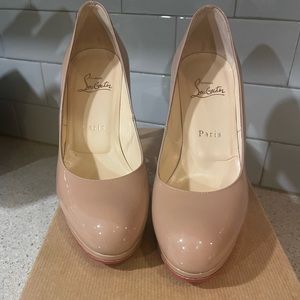 Christian Louboutin NEW Simple Pump 100 Patent Calf Nude 37 / 7